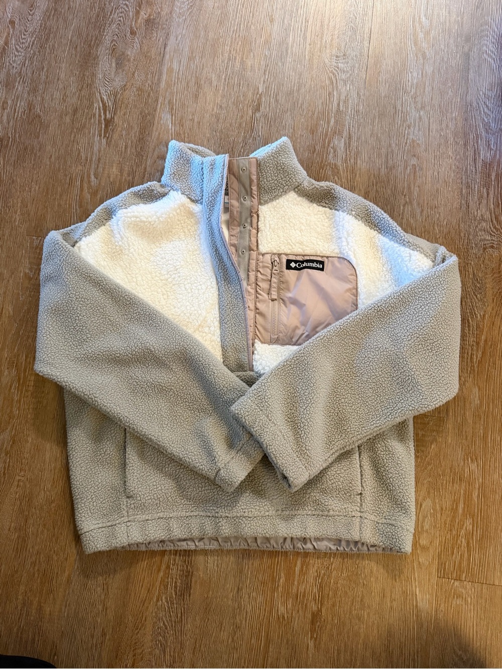 Columbia Sherpa Fleece Pullover Jacket - Beige & Cream